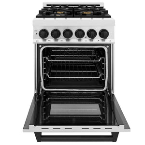 ZLINE - Autograph Edition 24 in. 2.8 cu. ft. Legacy Dual Fuel Range with 4 Burner Gas Cooktop and Electric Convection Oven in Stainless Steel and Matte Black Accents
