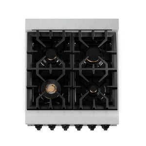 ZLINE - Autograph Edition 24 in. 2.8 cu. ft. Legacy Dual Fuel Range with 4 Burner Gas Cooktop and Electric Convection Oven in Stainless Steel and Matte Black Accents