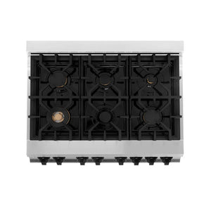 ZLINE - 36" Autograph Edition Kitchen Package with Stainless Steel Dual Fuel Range and Range Hood with Matte Black Accents (2AKP-RARH36-MB)