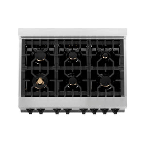 ZLINE - Autograph Edition 36 in. 4.6 cu. ft. Legacy Dual Fuel Range with 6 Burner Gas Cooktop and Electric Convection Oven in Stainless Steel with White Matte Door and Matte Black Accents