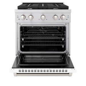 ZLINE - 30 in. 4.2 cu. ft. Paramount Gas Range with 4 Burner Cooktop and Convection Gas Oven in Stainless Steel with White Matte Door