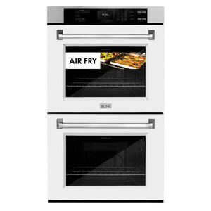 ZLINE - 30 in. Professional True Convection Double Wall Oven with Air Fry and Self Clean in Stainless Steel with White Matte Doors