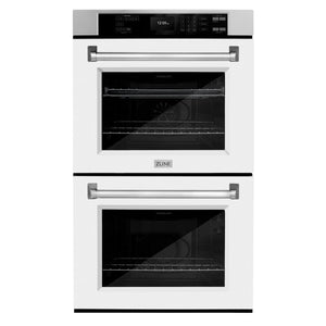 ZLINE - 30 in. Professional True Convection Double Wall Oven with Air Fry and Self Clean in Stainless Steel with White Matte Doors