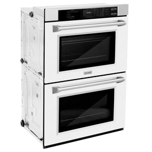 ZLINE - 30 in. Professional True Convection Double Wall Oven with Air Fry and Self Clean in Stainless Steel with White Matte Doors