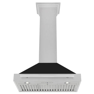 ZLINE - 30 in. Convertible Satin Stainless Steel Wall Mount Range Hood with Black Matte Shell and Stainless Steel Handle (KB4SNX-BLM-30)