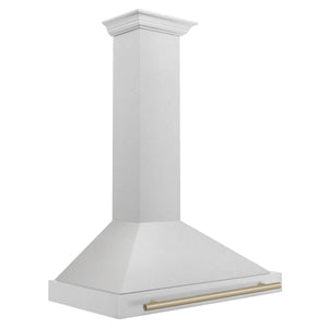ZLINE - Autograph Edition 36 in. Convertible Satin Stainless Steel Wall Mount Range Hood with Champagne Bronze Handle (KB4SNZ-36-CB)