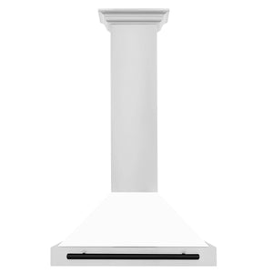 ZLINE - 30 in. Autograph Edition Convertible Stainless Steel Range Hood with White Matte Shell and Matte Black Accents (KB4STZ-WM30-MB)