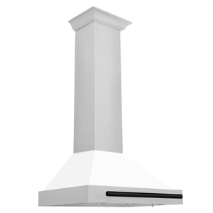 ZLINE - 30 in. Autograph Edition Convertible Stainless Steel Range Hood with White Matte Shell and Matte Black Accents (KB4STZ-WM30-MB)