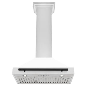 ZLINE - 30 in. Autograph Edition Convertible Stainless Steel Range Hood with White Matte Shell and Matte Black Accents (KB4STZ-WM30-MB)