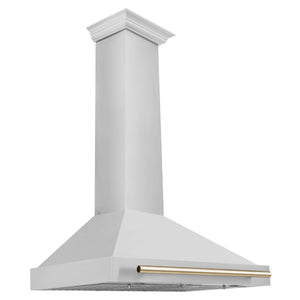 ZLINE - 36 in. Autograph Edition Convertible Stainless Steel Range Hood with Stainless Steel Shell and Polished Polished Gold Accents (KB4STZ-36-G)