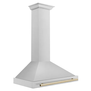 ZLINE - 36 in. Autograph Edition Convertible Stainless Steel Range Hood with Stainless Steel Shell and Polished Polished Gold Accents (KB4STZ-36-G)