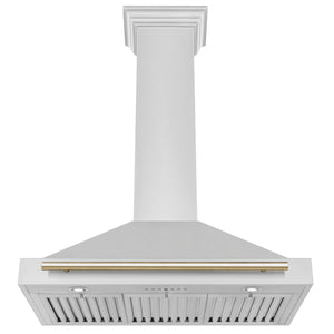 ZLINE - 36 in. Autograph Edition Convertible Stainless Steel Range Hood with Stainless Steel Shell and Polished Polished Gold Accents (KB4STZ-36-G)