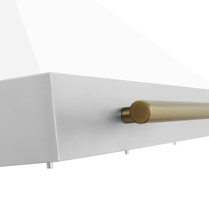 ZLINE - 30 in. Autograph Edition Convertible Stainless Steel Range Hood with White Matte Shell and Champagne Bronze Accents (KB4STZ-WM30-CB)