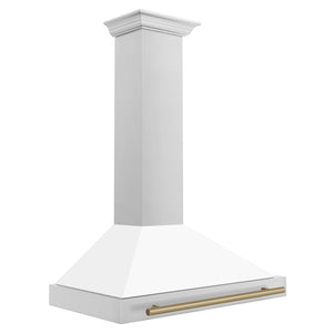 ZLINE - 36 in. Autograph Edition Convertible Stainless Steel Range Hood with White Matte Shell and Champagne Bronze Accents (KB4STZ-WM36-CB)