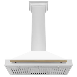 ZLINE - 36 in. Autograph Edition Convertible Stainless Steel Range Hood with White Matte Shell and Champagne Bronze Accents (KB4STZ-WM36-CB)