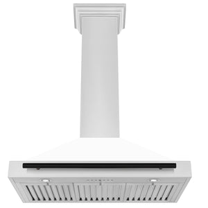 ZLINE - 36 in.Autograph Edition Convertible Stainless Steel Range Hood with White Matte Shell and Matte Black Accents (KB4STZ-WM36-MB)