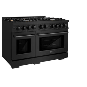 ZLINE - 48 in. 6.7 cu. ft. Select Double Oven Dual Fuel Range in Black Stainless Steel with 8 Brass Burners