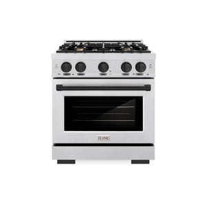 ZLINE - Autograph Edition 30 in. 4.2 cu. ft. Select Dual Fuel Range with 4 Burner Gas Cooktop and Electric Convection Oven in Satin Stainless Steel with Matte Black Accents