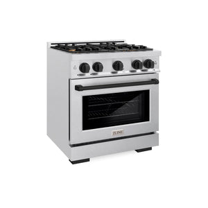 ZLINE - Autograph Edition 30 in. 4.2 cu. ft. Select Gas Range with 4 Burner Cooktop and Convection Gas Oven in Satin Stainless Steel and Matte Black Accents
