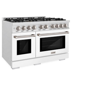 ZLINE - 48 in. 6.7 cu. ft. Select Double Oven Dual Fuel Range with 8 Burner Gas Cooktop in Satin Stainless Steel with Black Matte Doors