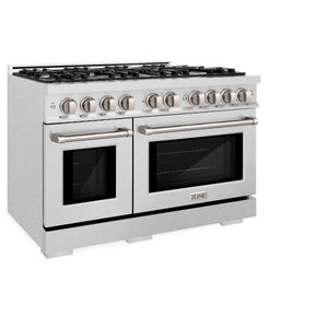ZLINE - 48 in. 6.7 cu. ft. Select Double Oven Gas Range with 8 Burner Cooktop in Satin Stainless Steel (HGRS-48)
