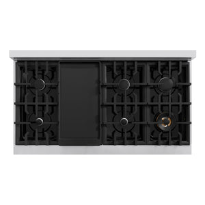 ZLINE - 48 in. 6.7 cu. ft. Select Double Oven Gas Range with 8 Burner Cooktop in Stainless Steel with Black Matte Doors