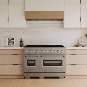ZLINE - 48 in. 6.7 cu. ft. Classic Double Oven Dual Fuel Range with 8 Burner Gas Cooktop in Stainless Steel (CDR48)