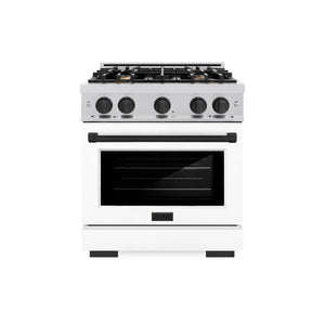 ZLINE - Autograph Edition 30 in. 4.2 cu. ft. Select Dual Fuel Range with 4 Burner Gas Cooktop and Electric Convection Oven in Stainless Steel with White Matte Door and Matte Black Accents