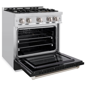 ZLINE - 30 in. 4.2 cu. ft. Select Gas Range with 4 Burner Cooktop and Convection Gas Oven in Stainless Steel with Black Matte Door