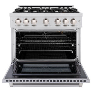 ZLINE - 36 in. 5.2 cu. ft. Select Gas Range with 6 Burner Cooktop and Convection Gas Oven in Stainless Steel (HGR36)