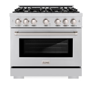 ZLINE - 36 in. 5.2 cu. ft. Select Gas Range with 6 Burner Cooktop and Convection Gas Oven in Stainless Steel (HGR36)