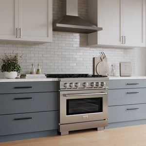 ZLINE - 36 in. 5.2 cu. ft. Select Gas Range with 6 Burner Cooktop and Convection Gas Oven in Stainless Steel (HGR36)