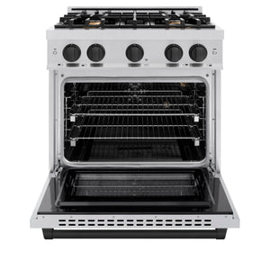 ZLINE - Autograph Edition 30 in. 4.2 cu. ft. Select Gas Range with 4 Burner Cooktop and Convection Gas Oven in Stainless Steel and Matte Black Accents