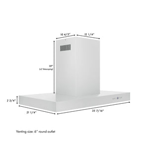 ZLINE - 30" Convertible Vent Island Mount Range Hood in Stainless Steel (KE2i-30)