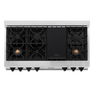 ZLINE - Autograph Edition 48 in. Legacy Gas Rangetop with 7 Burners and Porcelain Cooktop in Stainless Steel with Matte Black Accents (RTZ-48-MB)