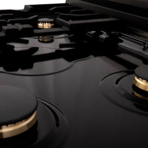 ZLINE - Autograph Edition 30 in. Legacy Gas Rangetop with 4 Burners and Porcelain Cooktop in Black Stainless Steel with Polished Gold Accents
