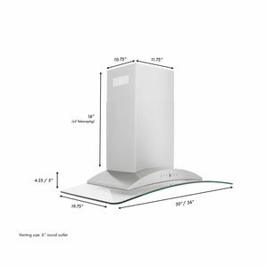 ZLINE - 30" Convertible Vent Wall Mount Range Hood in Stainless Steel & Glass (KN-30)