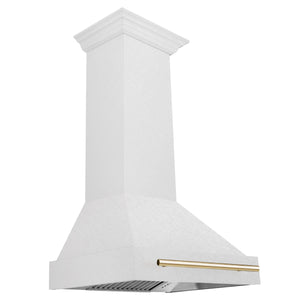 ZLINE - Autograph Edition 30 in. Satin Stainless Steel Wall Mount Range Hood with Gold Handle