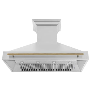 ZLINE - 48" Autograph Edition Stainless Steel Range Hood with Stainless Steel Shell and Gold Handle (8654STZ-48-G)