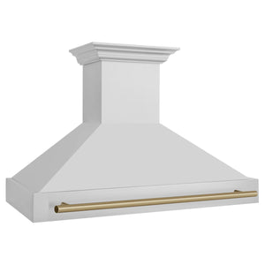 ZLINE - 48" Autograph Edition Stainless Steel Range Hood with Stainless Steel Shell and Champagne Bronze Handle (8654STZ-48-CB)