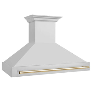 ZLINE - 48" Autograph Edition Stainless Steel Range Hood with Stainless Steel Shell and Gold Handle (8654STZ-48-G)