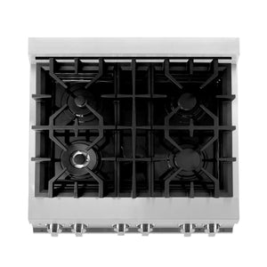 ZLINE - 30" Kitchen Package Stainless Steel Dual Fuel Range and Over The Range Microwave with Traditional Handle