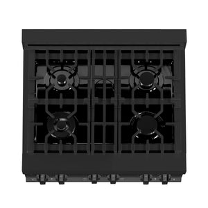 ZLINE - 30 in. 4.0 cu. ft. Legacy Dual Fuel Range with 4 Burner Gas Cooktop and Electric Convection Oven in Black Stainless Steel (RAB-30)