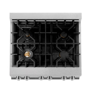 ZLINE - 30 in. 4.0 cu. ft. Legacy Dual Fuel Range with Gas Cooktop and Electric Convection Oven in Satin Stainless Steel with 4 Brass Burners