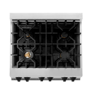 ZLINE - Autograph Edition 30 in. 4.0 cu. ft. Legacy Dual Fuel Range with 4 Burner Gas Cooktop and Electric Convection Oven in Stainless Steel and Matte Black Accents