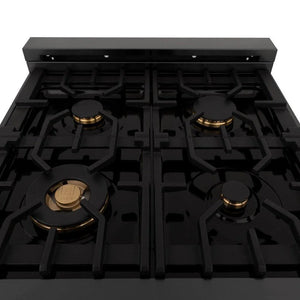 ZLINE - 24 in. 2.8 cu. ft. Legacy Dual Fuel Range with Gas Cooktop and Electric Convection Oven in Black Stainless Steel with 4 Brass Burners
