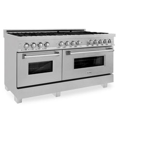 ZLINE - 60 in. 7.4 cu. ft. Legacy Dual Fuel Range with 9 Burner Gas Cooktop and 2 Electric Convection Ovens in Satin Stainless Steel