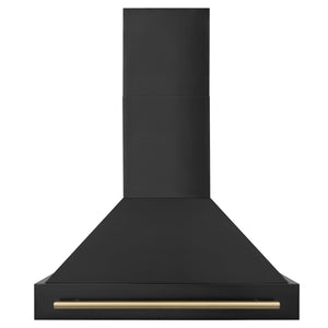 ZLINE - 36" Black Stainless Steel Range Hood with Champagne Bronze Handle (BS655-36-CB)