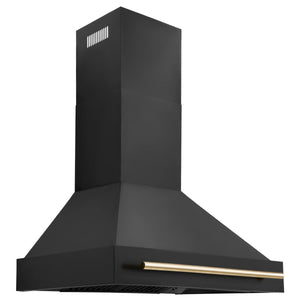 ZLINE - 36" Autograph Edition Kitchen Package with Black Stainless Steel Dual Fuel Range and Range Hood with Gold Accents (2AKP-RABRH36-G)