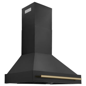 ZLINE - 36" Black Stainless Steel Range Hood with Champagne Bronze Handle (BS655-36-CB)